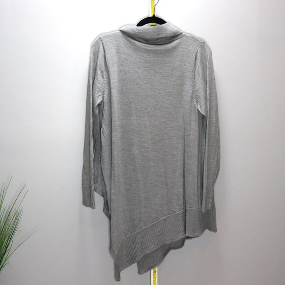 Eileen Fisher Merino Wool Gray Asymmetrical Turtleneck Sweater L - Picture 2 of 5